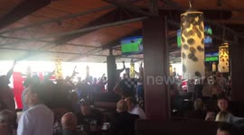 England fans celebrate Germany's elimination in Kaliningrad