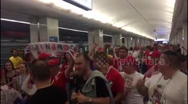 Serbian fans in Moscow metro