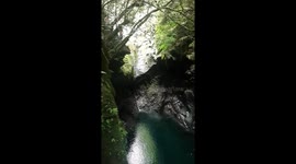 Crazy cliff jump
