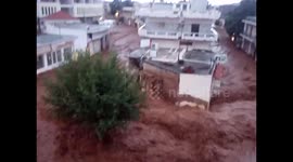 Dramatic footage shows severe flooding in town west of Athens