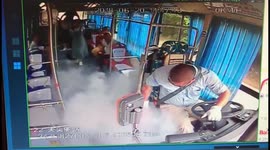 Cool reaction of bus driver after mobile phone charger explodes inside passenger's handbag