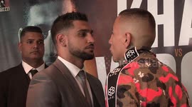 Amir Khan faces off with his latest opponent Samuel Vargas