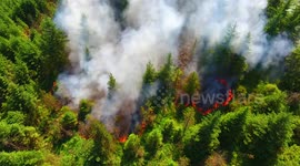 Raw drone footage of trees going up in smoke at Northern Ireland's Glenshane Pass