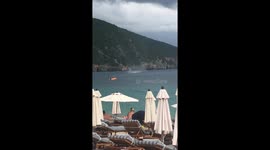 Wind devil over the sea in Parga, Greece - June 2018