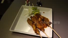 Satay (Meat Skewers) and Droids on board Singapore Airlines Business Class