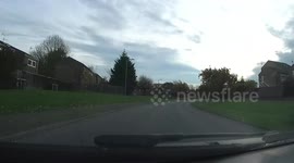 Boy racer nearly causes a head on crash