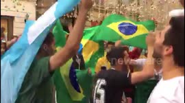 Brazil fans sing goodbye to Argentina