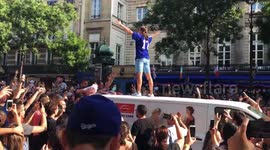 French fans celebrating victory on the road