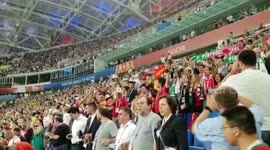 Portugal fans sing anthem in stands before match