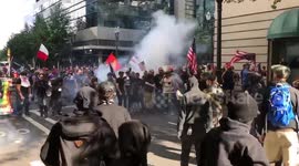 Portland rally turns violent as right-wing activists clash with protesters