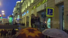 Russians celebrating World Cup victory over Spain in Saint Petersburg, Russia 1/7/2018