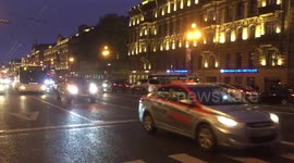 Russians celebrating World Cup victory over Spain in Saint Petersburg, Russia 1/7/2018