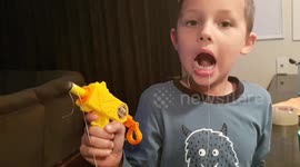 Look on boy’s face after removing tooth with Nerf gun is priceless