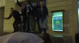 Russians celebrate World Cup victory over Spain in Saint Petersburg