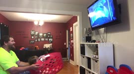 US dad takes his kid for ride on 'homemade' roller coaster using laundry basket