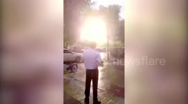 BANG! Moment electrical transformer explodes in China