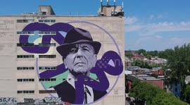 Drone captures amazing footage of Leonard Cohen mural in Montreal