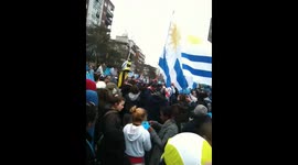World Cup celebration in Montevideo, Uruguay. I went to the Palacio Legislativo - and there were thousands upon thousands celebrating.