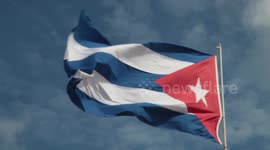 Cuban Flag Waving in the Wind