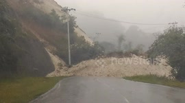 road close by landslide
