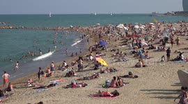 Summer scenes from Catalonia's famed La Barceloneta beach