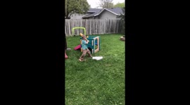 4 year old can’t believe he hit baseball over the fence
