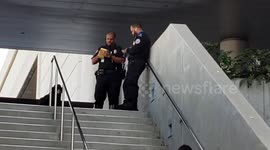 LAX airport police gives a  summons to  TSA agent  For vaping in  no smoking area at lax