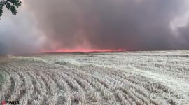 Over 100 firefighters tackle huge 50ft flames at rural field in Buckinghamshire