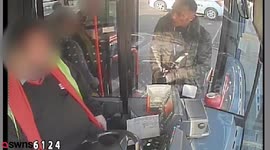 Shocking footage shows violent thug beating bus driver with baton before smashing windscreen