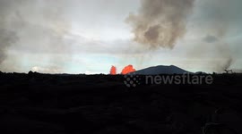 Hawaii Kilauea Volcano Eruption Big Island Leilani Estates Pan Shot From Behind Fissure 8 Lava Fountain