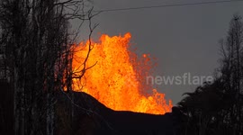 Hawaii Big Island Kilauea Volcano Fissure 8 Leilani Estates Huge Lava Fountain With People for Comparison