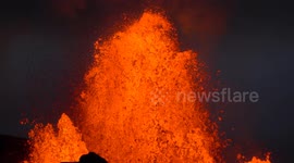 Hawaii Kilauea Volcano Lava Fountain Close Up and Personal