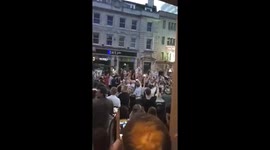 England fans celebrate on Nottingham streets after victory
