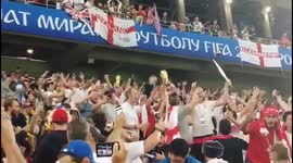 England fans celebrate in Spartak stands after win