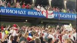 England fans celebrate in Spartak stands after win