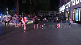 England fan rolls on the floor mocking Neymar