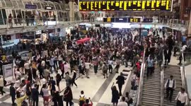 Liverpool Street Station scene of impromptu celebrations after England shootout win