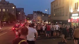 Fan pour onto the streets of Bristol to celebrate England win