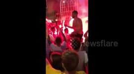 England fans in Colchester set off flare amid World Cup celebrations