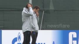 Gareth Southgate's beams from ear to ear during England training