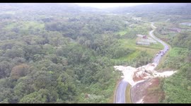 Drone footage of landslide on road from Bukittinggi to Padang in Indonesia