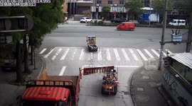 Back of truck swings open and hits three-wheeler driver on the head