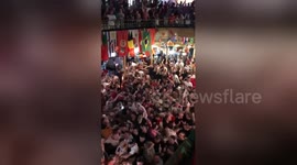 Fans in Sheffield bar erupt into celebrations as England scores winning goal