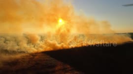 Sunset Bog Fire With Dramatic Colours