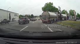 Dash-cam captures Vancouver cyclist’s bike getting crushed by tanker truck