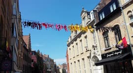 'We're supporting Belgium': 156 bras hang over street to support Red Devils