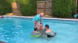 81-year-old does incredible backflip in swimming pool