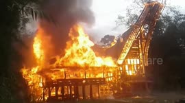 Fire incident burned two traditional houses tongkonan and one house Toraja residents