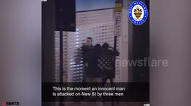 CCTV shows three thugs battering a man unconscious in the street
