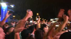 Belgian fans celebrate in Moscow